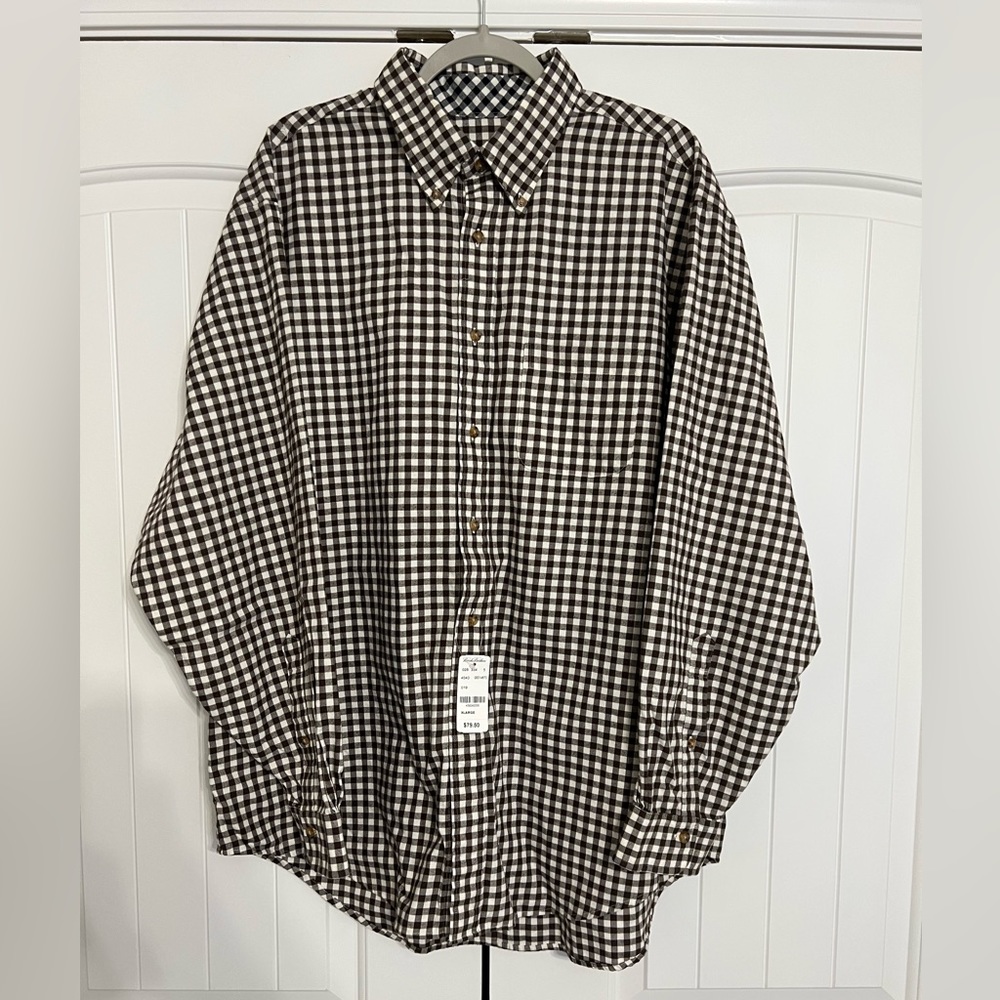 Men’s Brooks Brothers brown gingham button down size XXL - NWT!!!